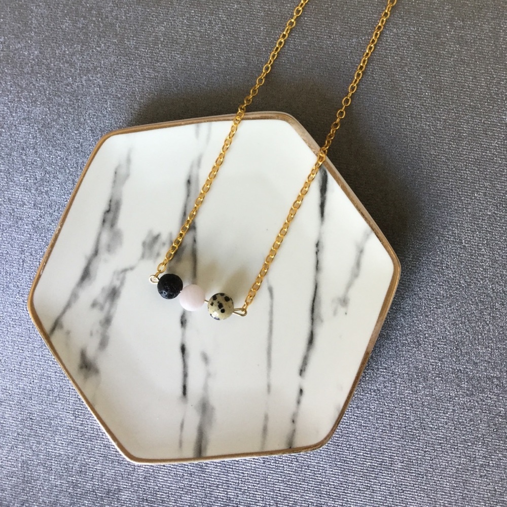 Lava Diffuser Rock Crystal Necklace